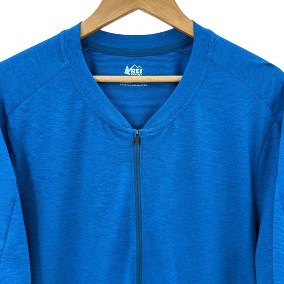 NWT REI Men’s Junction Full Zip Cycling Jersey Crystal Blue Heather Size XXL - Picture 2 of 11